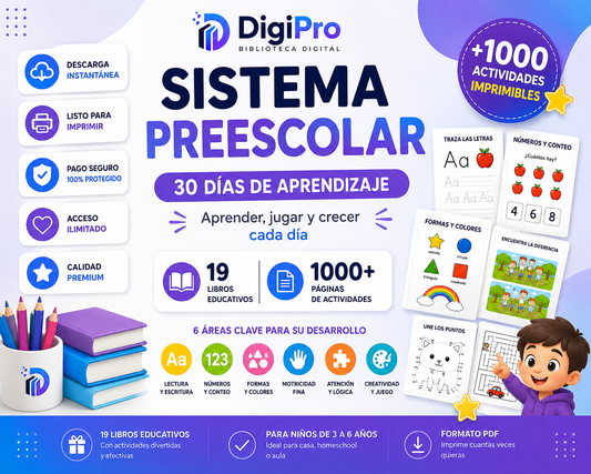 Mega Pack Educativo Infantil 3-6 años + de 1.000 Páginas de Actividades en 19 PDF Imprimibles.